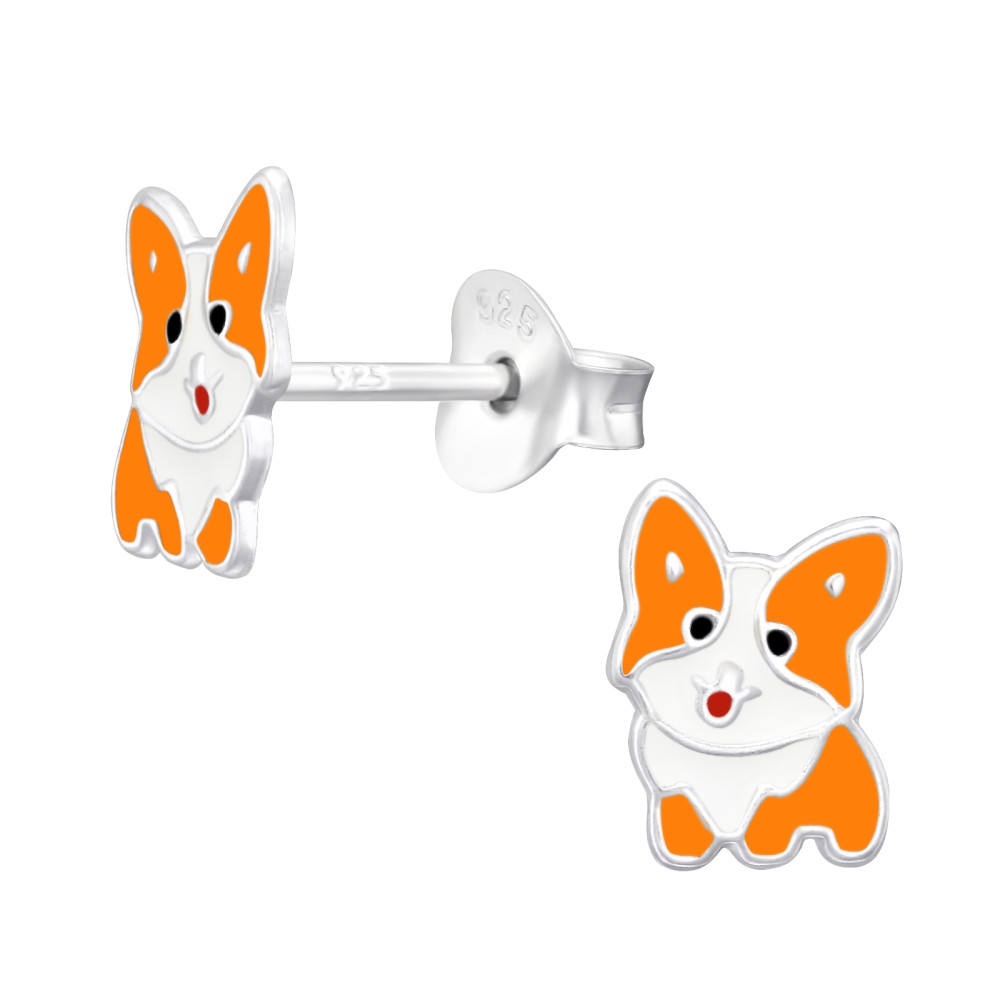 Corgi kutyás ezüst stift gyerek fülbevaló Corgi kutyás ezüst stift gyerek fülbevaló