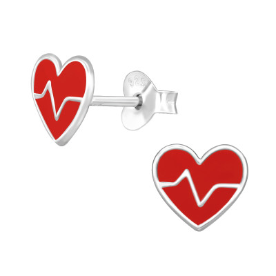 Szív és szívverés ezüst stift gyerek fülbevaló