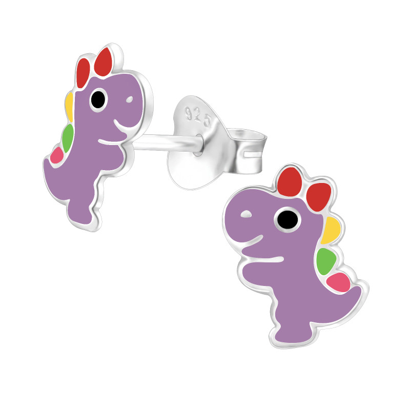 Dinoszaurusz ezüst kislány stift gyerek fülbevaló