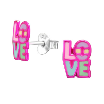 Love feliratos ezüst stift gyerek fülbevaló