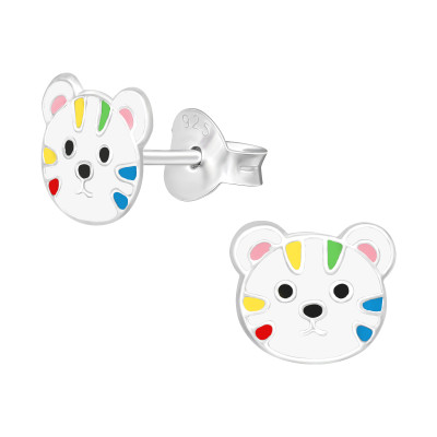 Tigris színes stift gyerek fülbevaló 925 ezüst