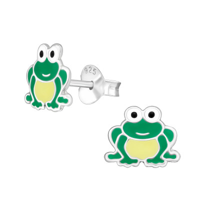 Zöld leveli béka színes stift gyerek fülbevaló