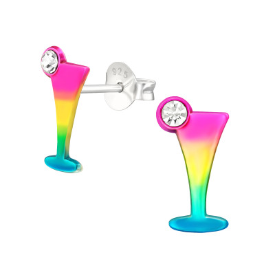 Koktél 925 ezüst bedugós stift gyerek fülbevaló,