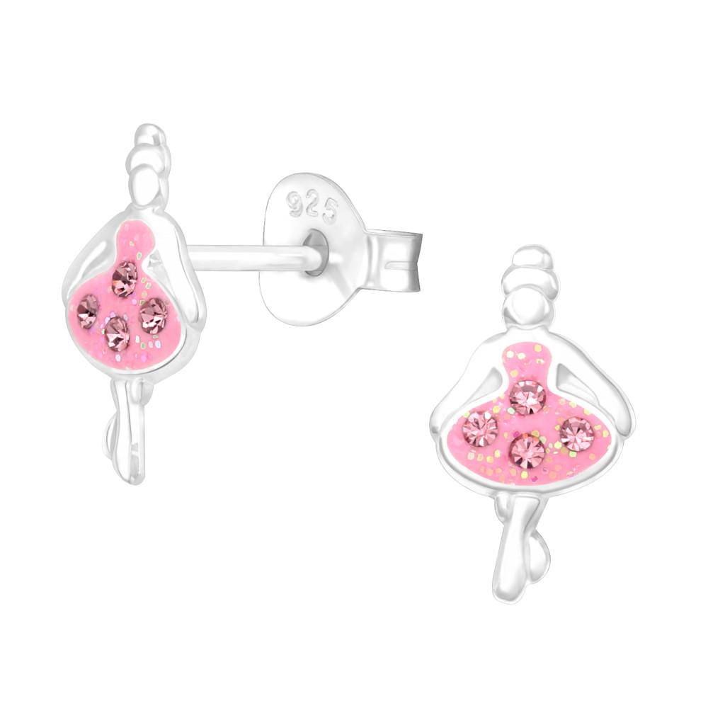 Balerina kislány pink köves stift gyerek fülbevaló Balerina kislány pink köves stift gyerek fülbevaló