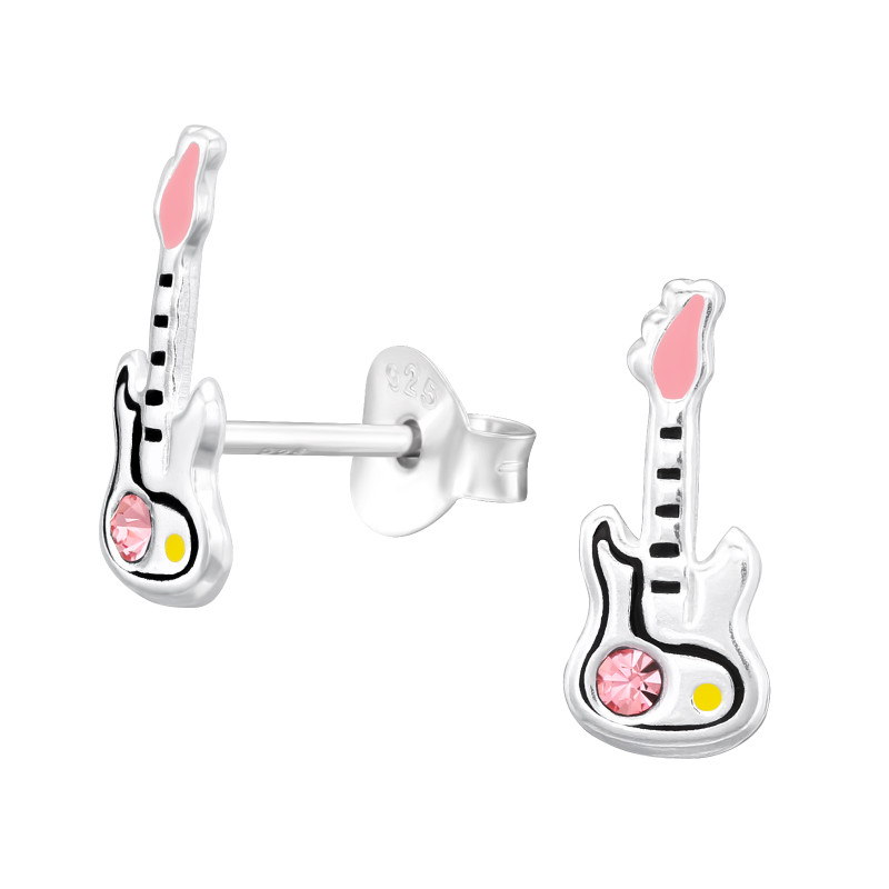 Gitár ezüst stift gyerek fülbevaló