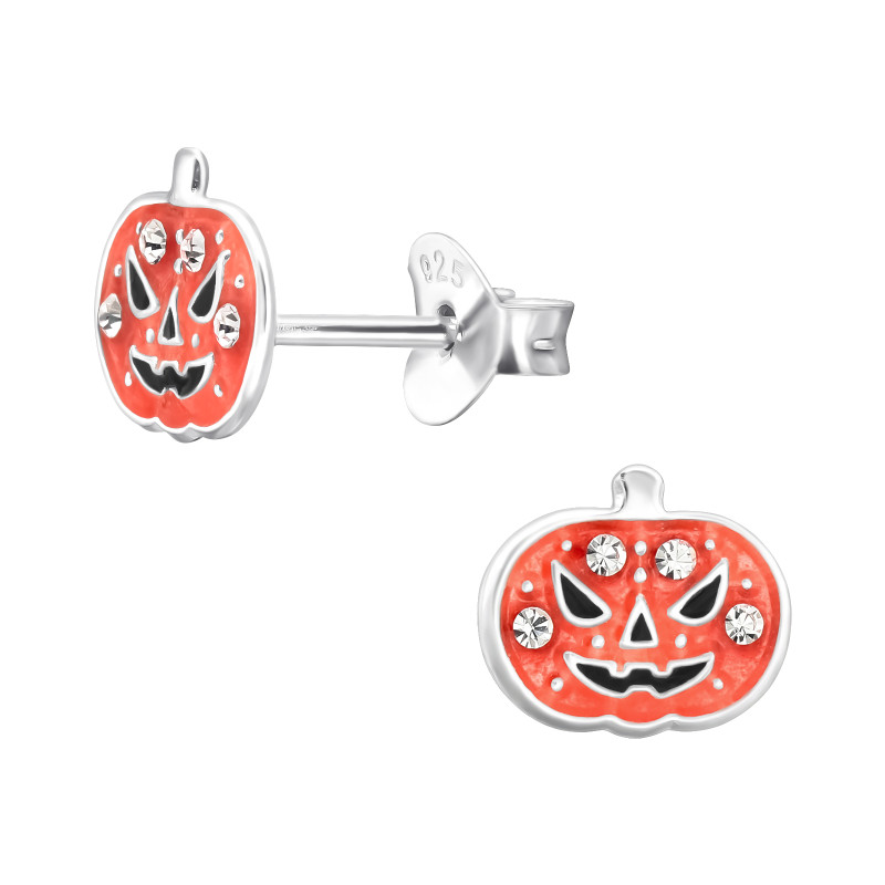 Halloweeni kristály tök ezüst stift gyerek fülbevaló