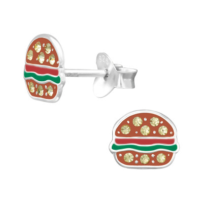 Hamburger színes stift gyerek fülbevaló 925 ezüst