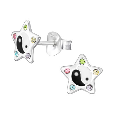 Jin yang teknősbéka színes stift gyerek fülbevaló 925 ezüst Jin yang teknősbéka színes stift gyerek fülbevaló 925 ezüst