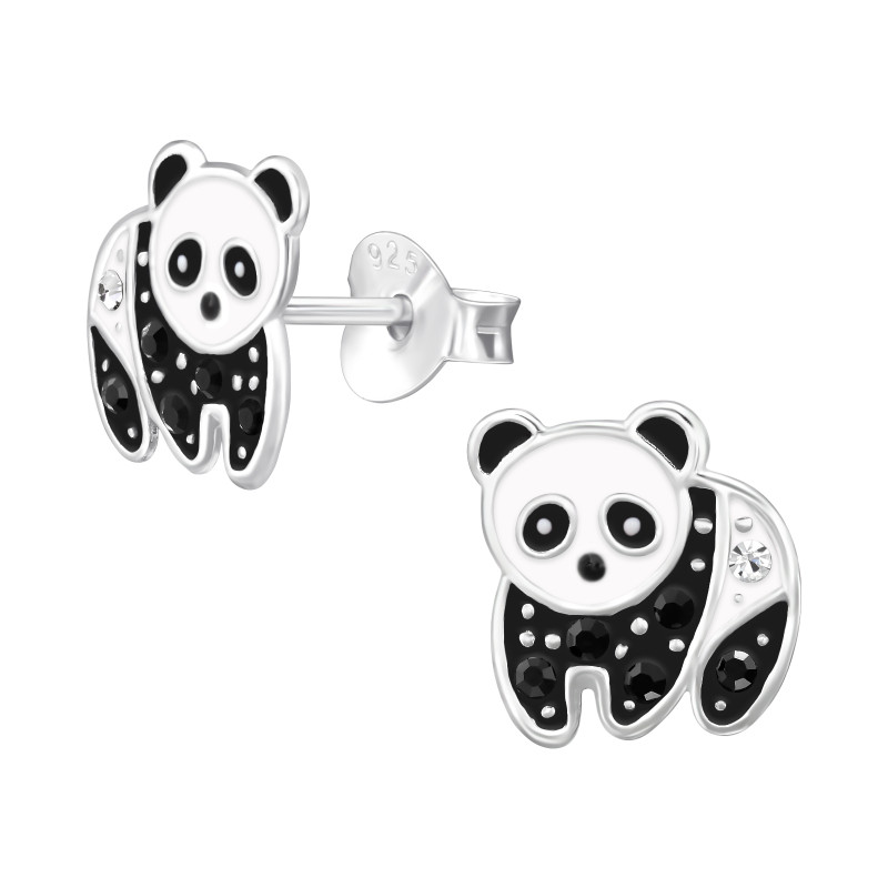 Pandamackó színes stift gyerek fülbevaló 925 ezüst