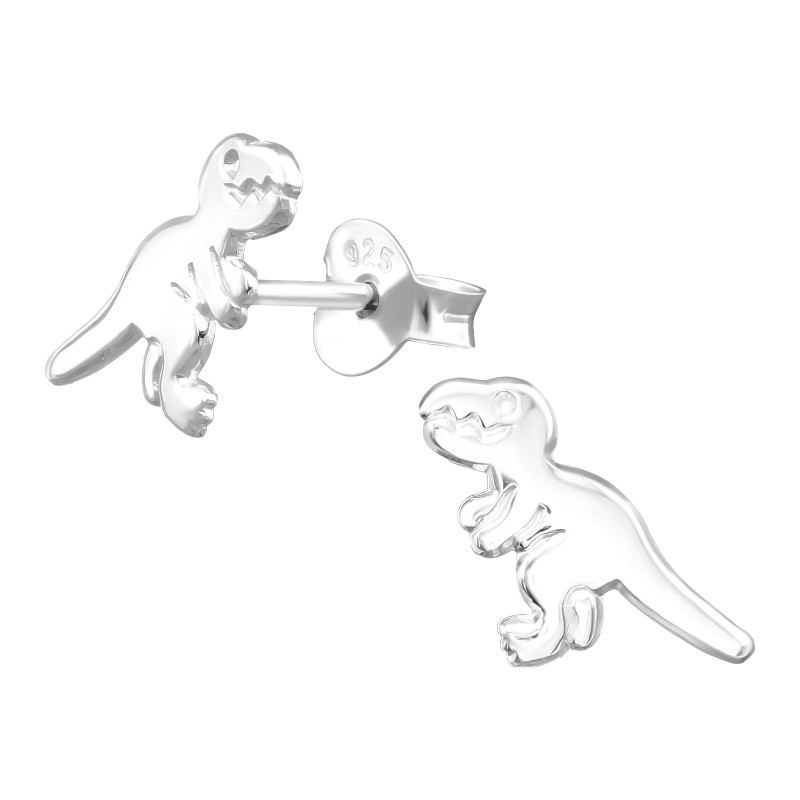 Egyszerű t-rex 925 ezüst beszúrós stift gyerek fülbevaló,
