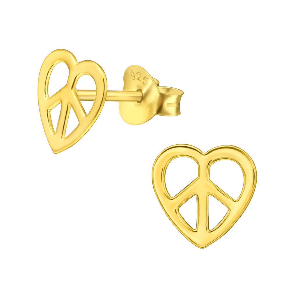 Szív perec 14k aranyozott ezüst stift gyerek fülbevaló Szív perec 14k aranyozott ezüst stift gyerek fülbevaló