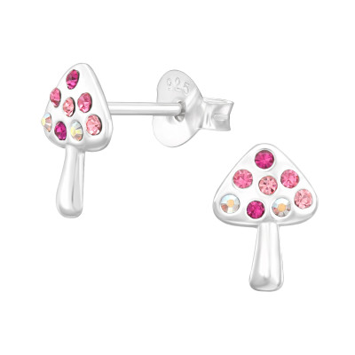 Gomba stift gyerek fülbevaló, ezüst