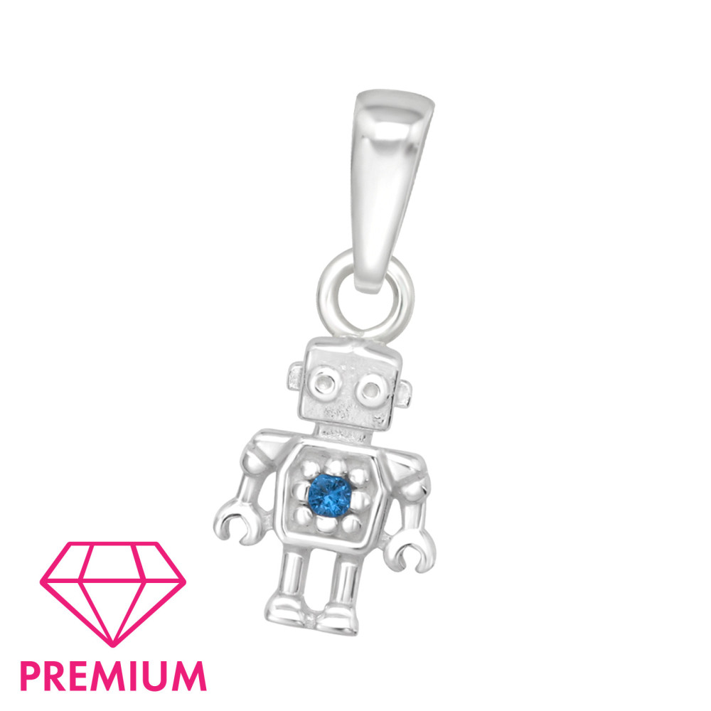 Kék köves ezüst robot gyerek medál