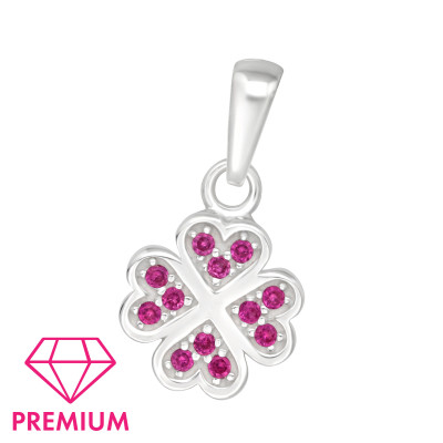 Piros köves ezüst lóhere gyerek medál Piros köves ezüst lóhere gyerek medál