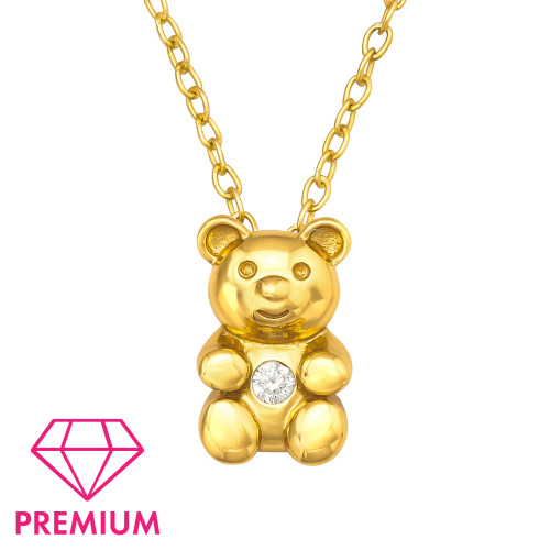 Medve aranyozott ezüst gyerek nyaklánc