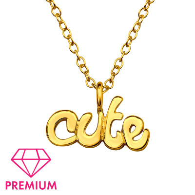 Cute feliratos aranyozott prémium ezüst gyerek nyaklánc
