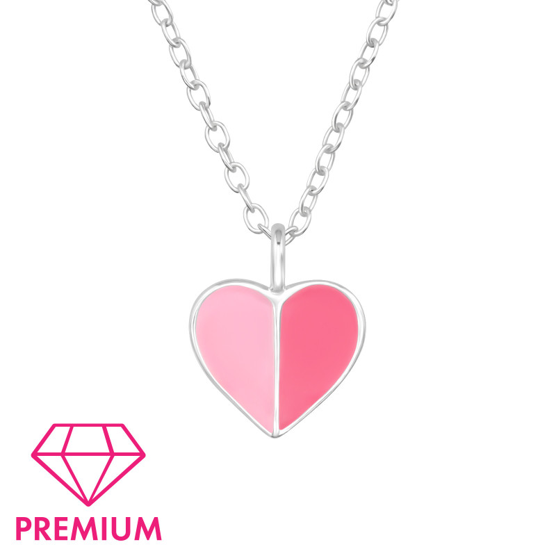 Pink rózsaszín szív prémium 925 ezüst gyerek nyaklánc