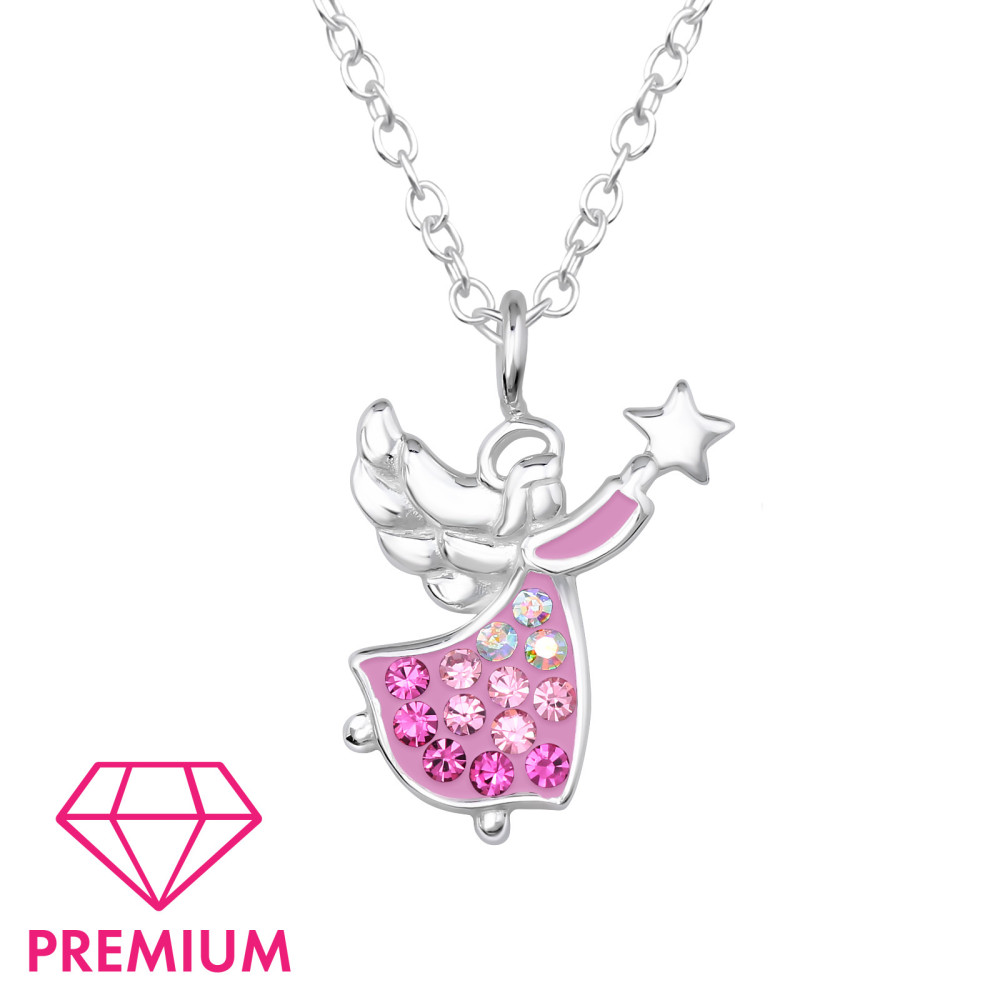 Angyal pink, csillaggal prémium 925 ezüst gyerek nyaklánc