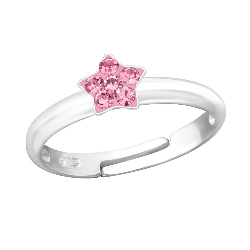 Pink csillag 925 ezüst gyerek gyűrű Pink csillag 925 ezüst gyerek gyűrű