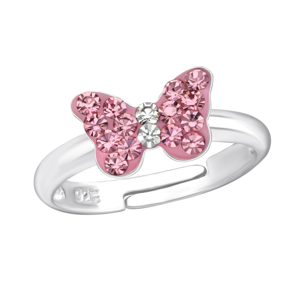Pink pillangó 925 ezüst gyerek gyűrű Pink pillangó 925 ezüst gyerek gyűrű