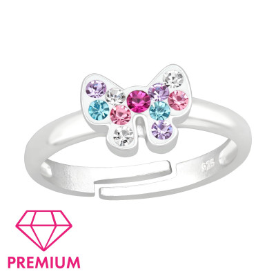 Masnis kristály, színes állítható ezüst gyerek gyűrű