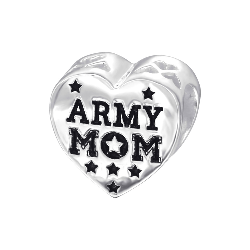 Army Mom Szív karkötőre húzható ezüst charm Army Mom Szív karkötőre húzható ezüst charm
