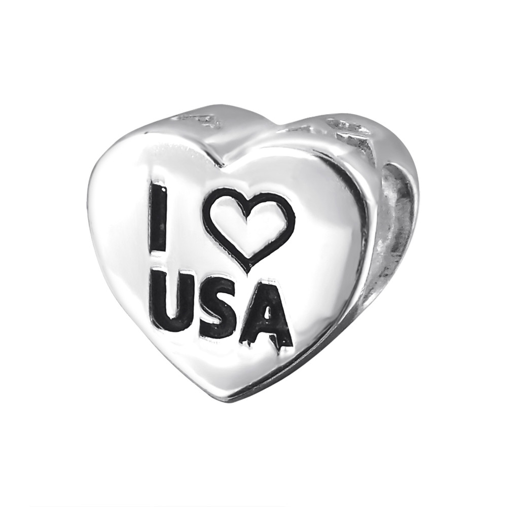 I Love USA 925 ezüst charm karkötőre fűzhető