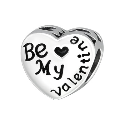 Szív Be my valentive 925 ezüst charm karkötőre fűzhető