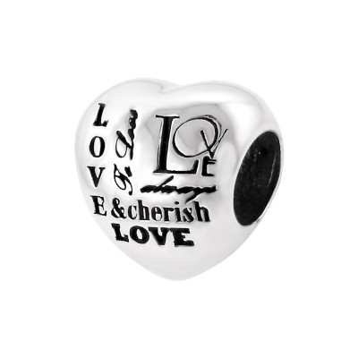 Love Szív 925 ezüst charm karkötőre fűzhető