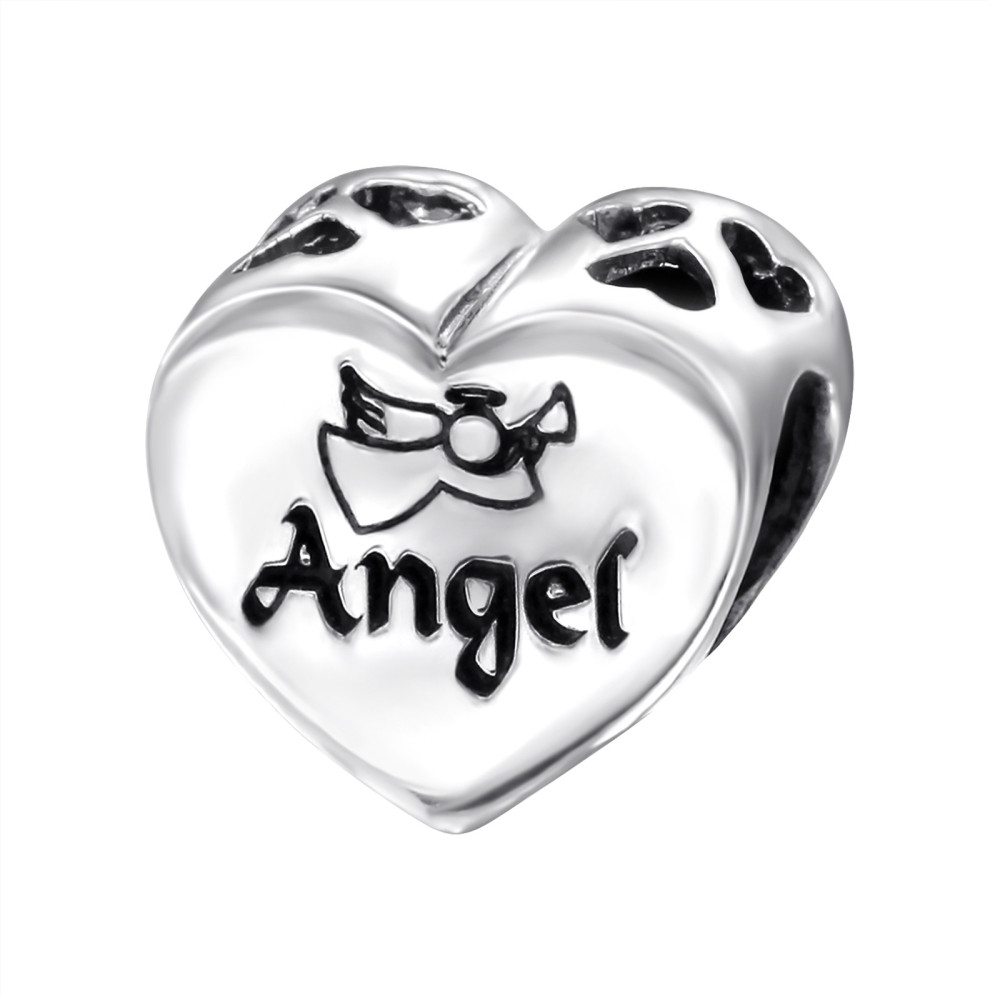 Angel feliratos Szív 925 ezüst charm karkötőre fűzhető Angel feliratos Szív 925 ezüst charm karkötőre fűzhető