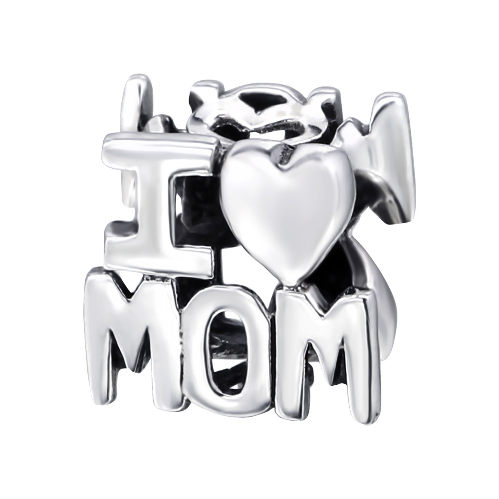 I Love Mom 925 ezüst charm karkötőre fűzhető