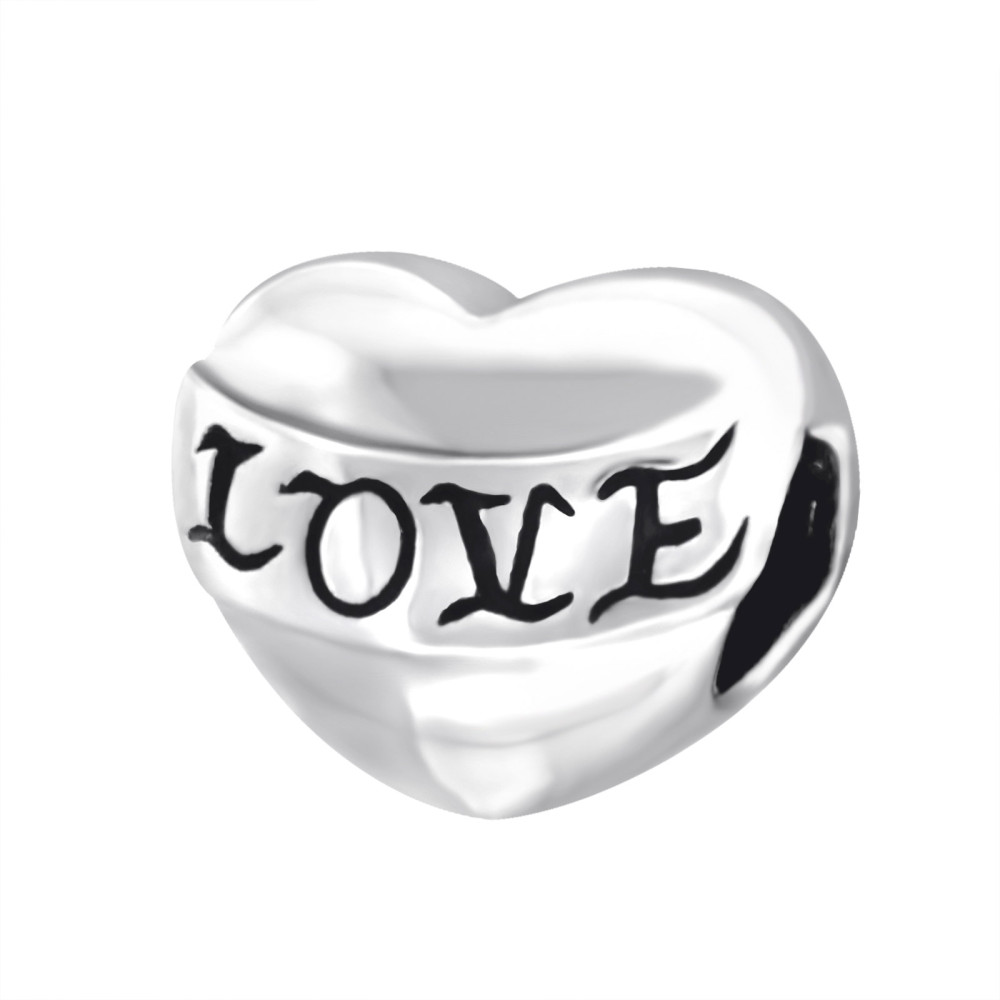 Szív Love 925 ezüst charm karkötőre fűzhető