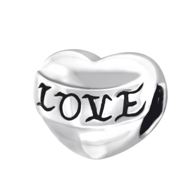 Szív Love 925 ezüst charm karkötőre fűzhető