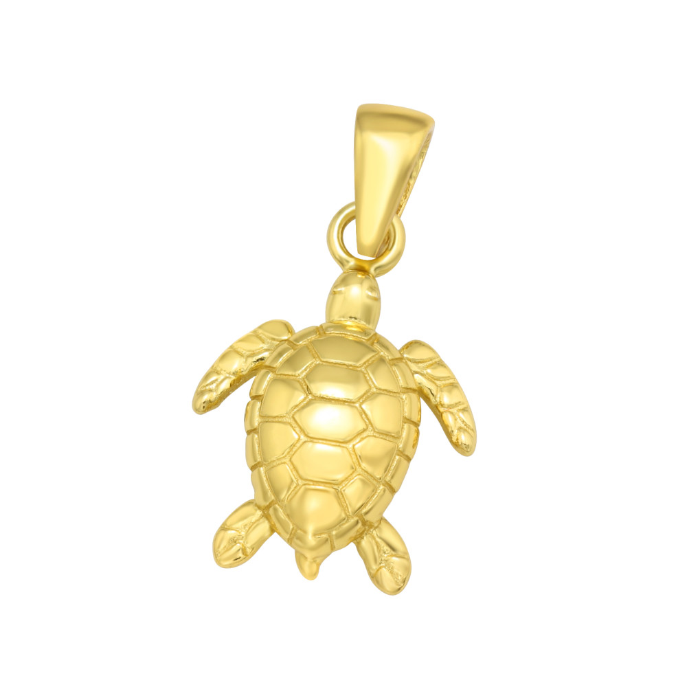 Teknősbéka 3d 24k aranyozott ezüst medál Teknősbéka 3d 24k aranyozott ezüst medál