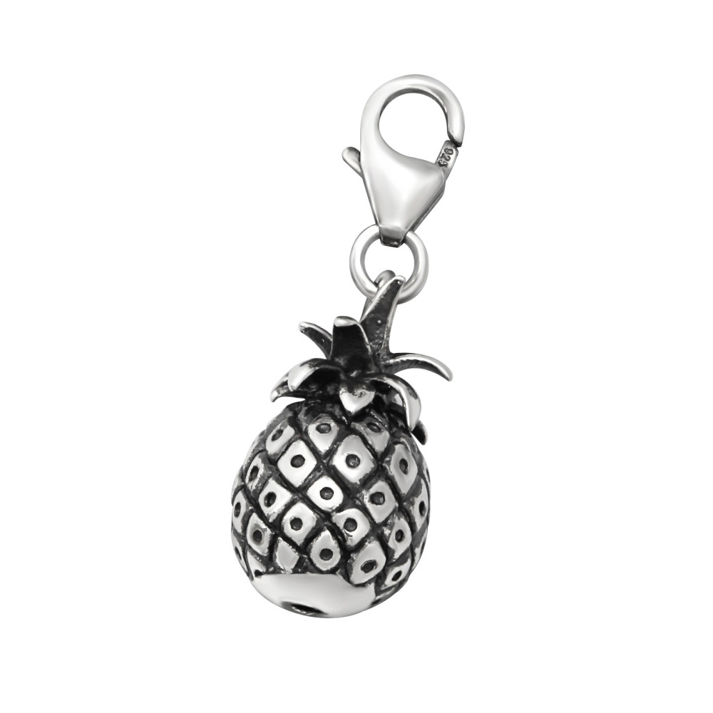 Ananász 925 ezüst kapcsos amulett, oxidált