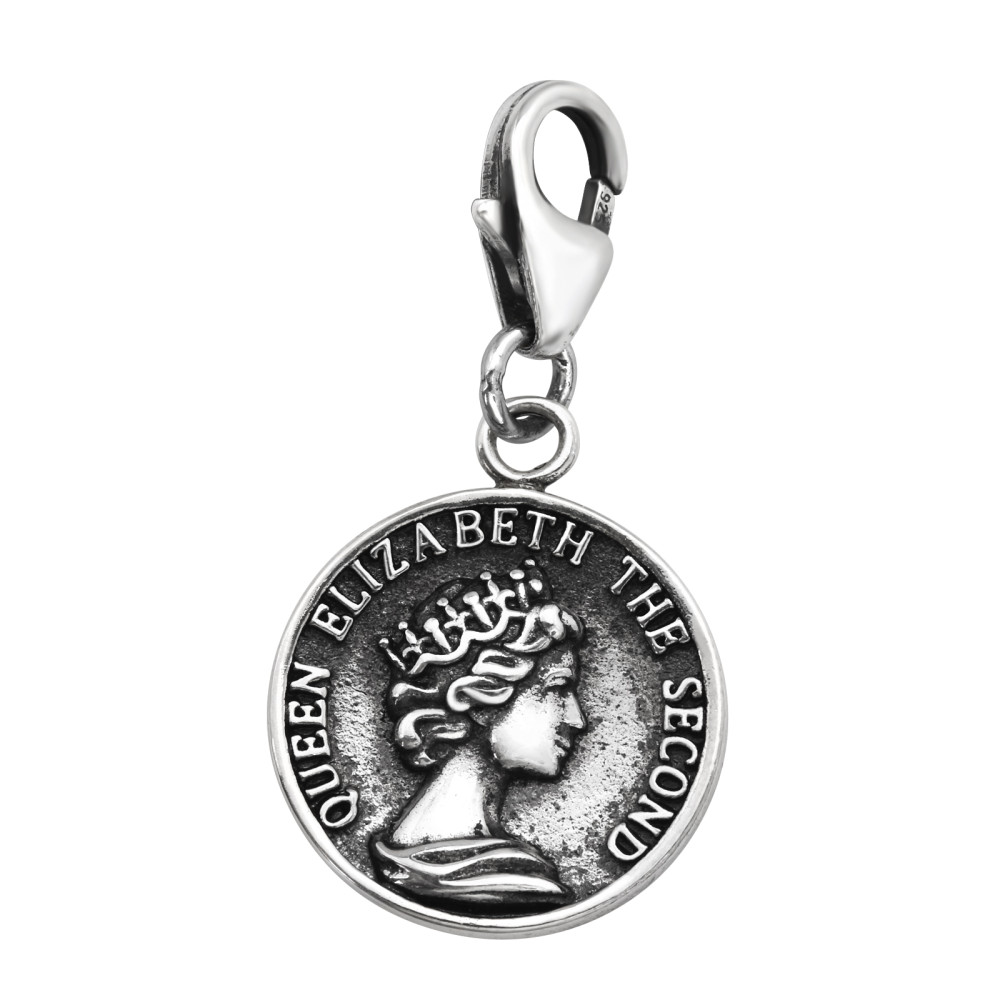 Kerek Errzsébet Királynő, Anglia 925 ezüst kapcsos amulett