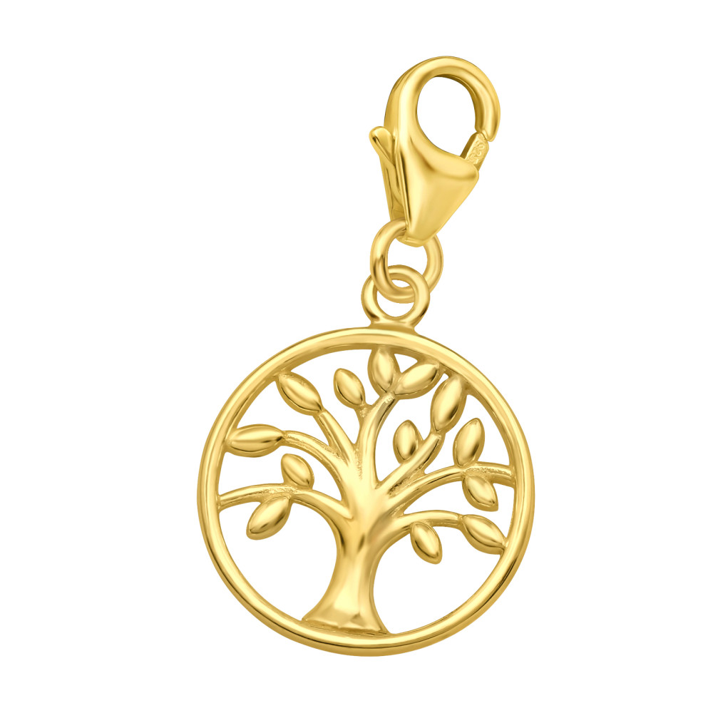 Életfa kerek 24k aranyozott 925 ezüst kapcsos amulett Életfa kerek 24k aranyozott 925 ezüst kapcsos amulett