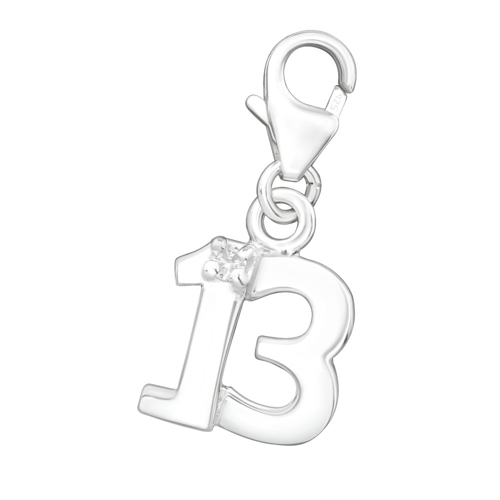 13-as születésnapi évszám 925 ezüst kapcsos amulett 13-as születésnapi évszám 925 ezüst kapcsos amulett