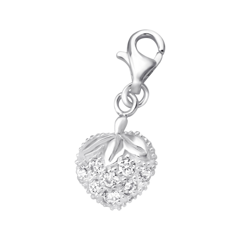 Eper Szív 925 ezüst kapcsos amulett, cirkónia kristályos