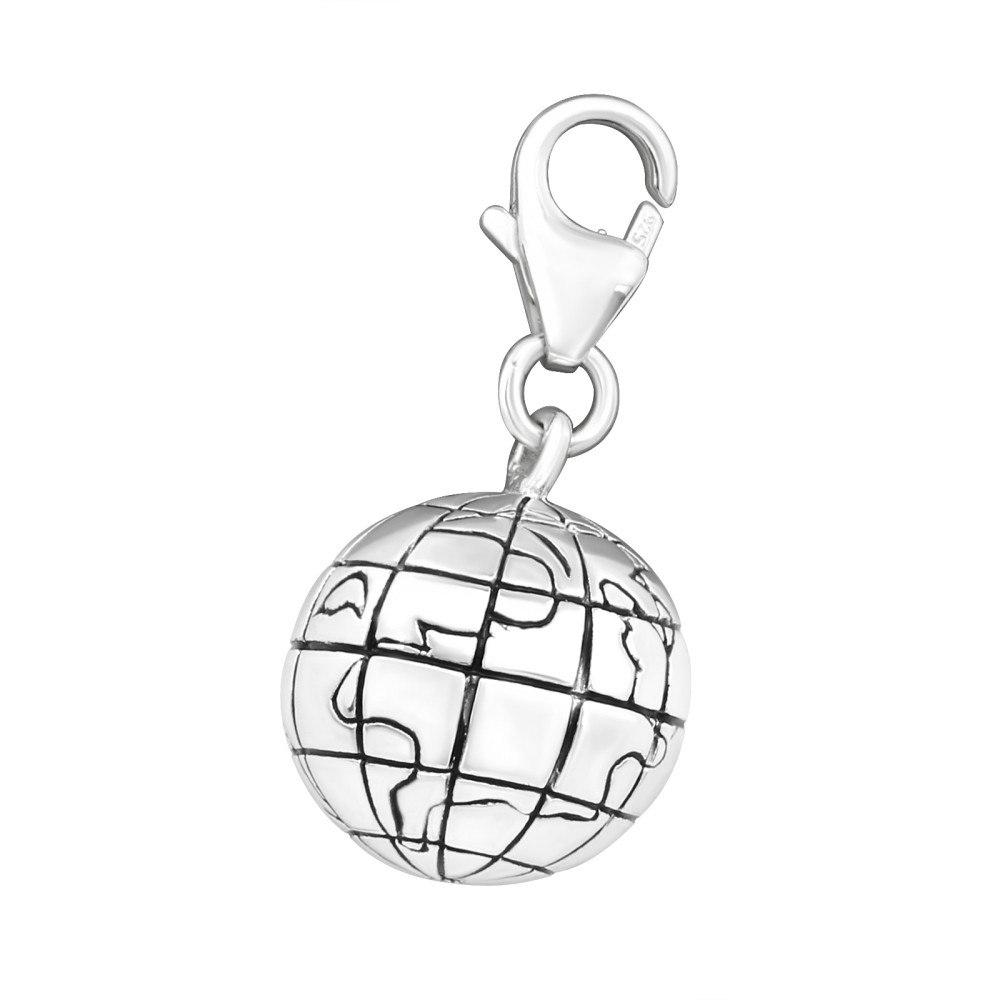 Földgömb 925 ezüst kapcsos amulett Földgömb 925 ezüst kapcsos amulett