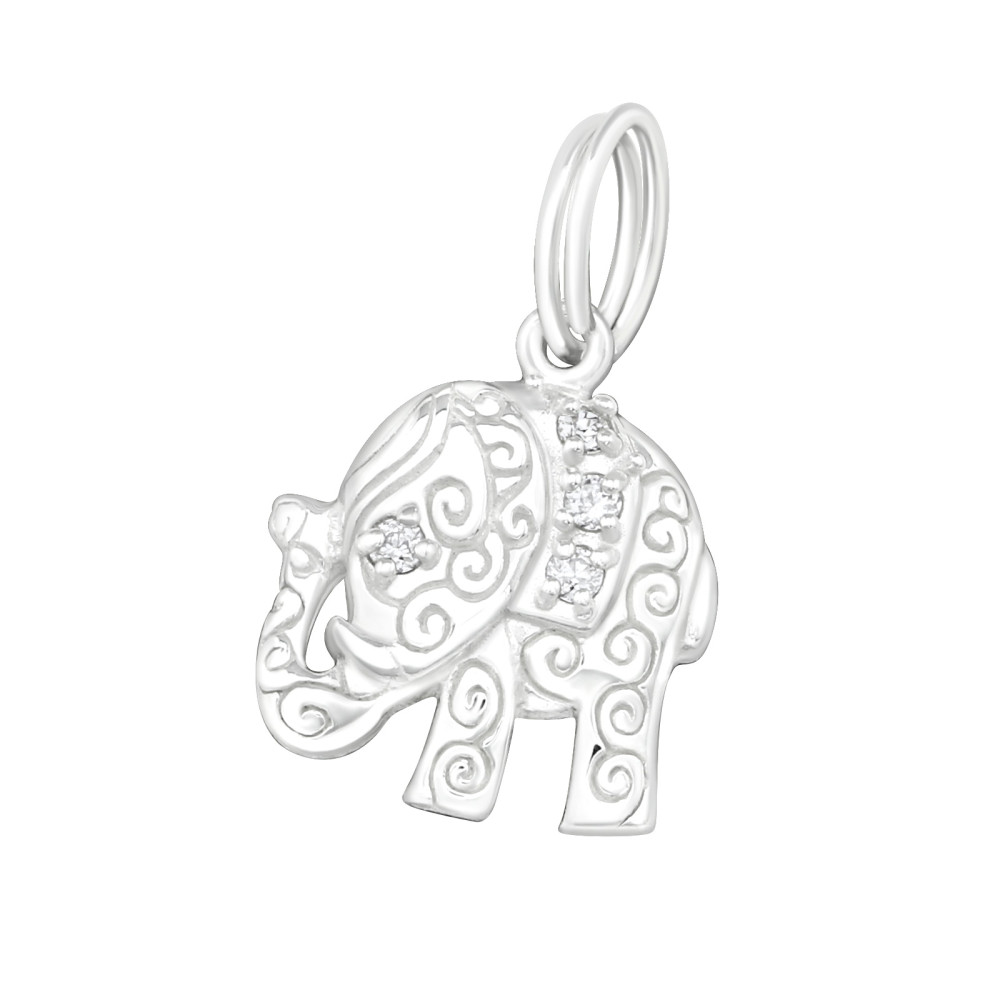 Elefántos amulett karikával 925 ezüst