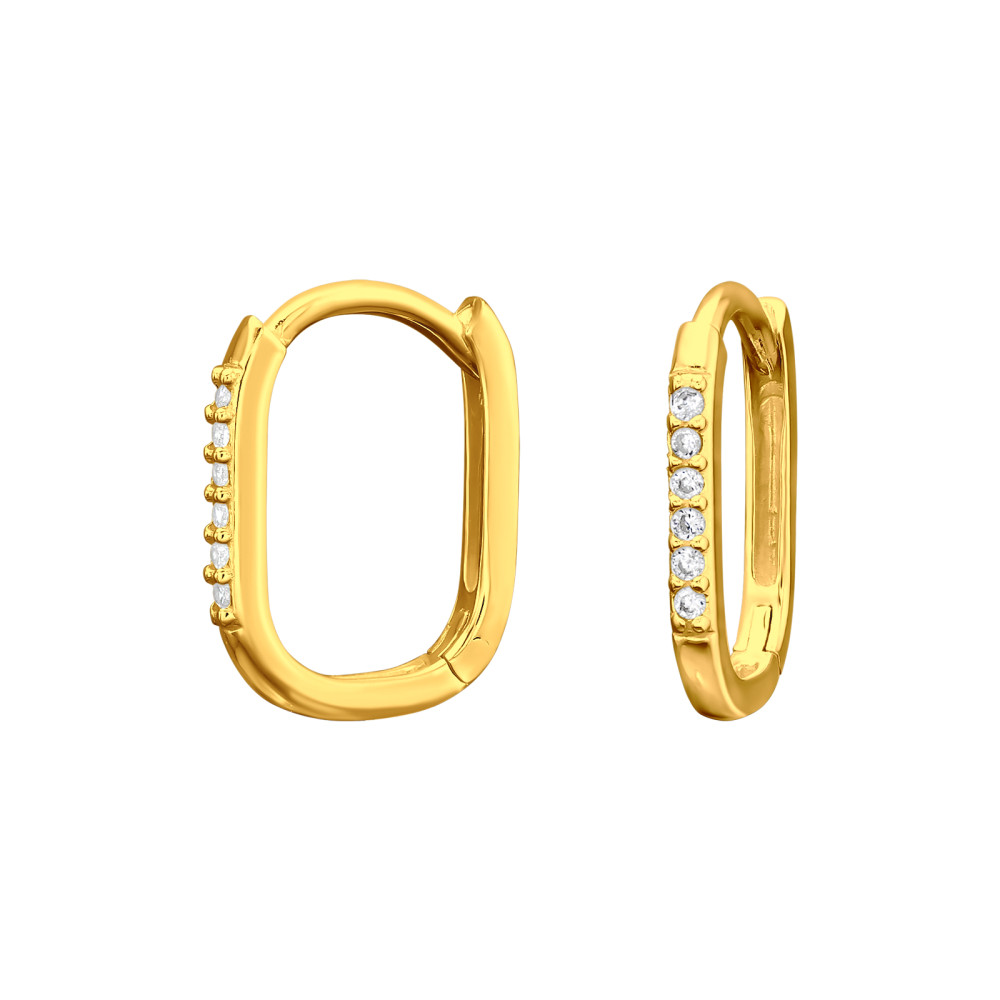 Huggies 925 ezüst karika fülbevaló, 24k aranyozott, cirkónia köves, 1.5 mm x 13 mm – modern