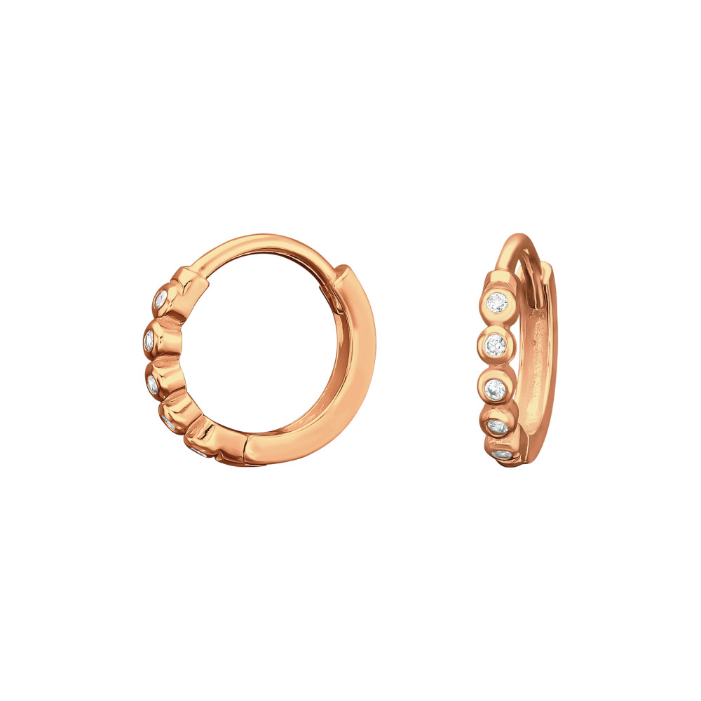 Huggies 925 ezüst karikafülbevaló, 18k aranyozott, cirkónia köves, 2 mm x 12 mm – szimpla