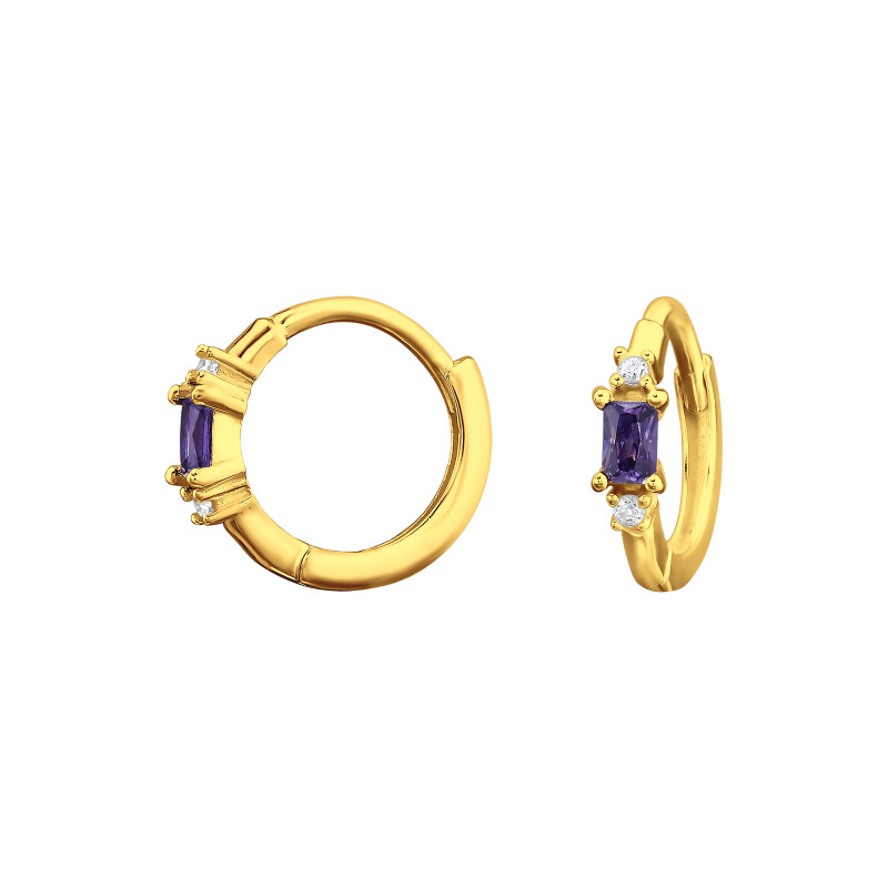 Huggies 925 ezüst karika fülbevaló, 24k aranyozott, cirkónia köves, 3 mm x 11 mm – egyszerű