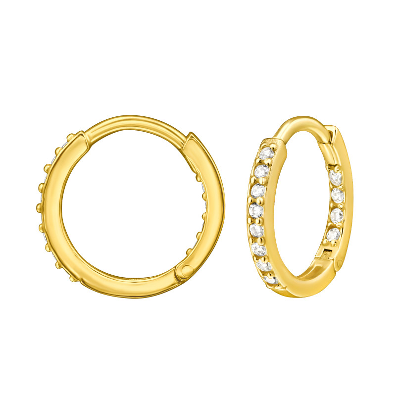 Huggies 925 ezüst karika fülbevaló, 24k aranyozott, cirkónia köves, 1.5 mm x 12 mm – egyszerű Huggies 925 ezüst karika fülbevaló, 24k aranyozott, cirkónia köves, 1.5 mm x 12 mm – egyszerű
