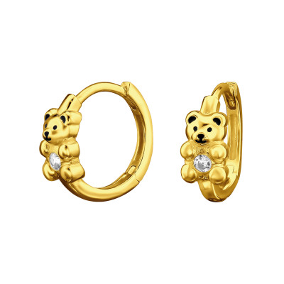 Maci Huggies 925 ezüst karika fülbevaló, 24k aranyozott, cirkónia köves, 5 mm x 12 mm