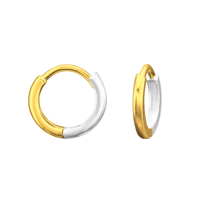 Huggies 925 ezüst karika fülbevaló, 24k aranyozott, 2 mm x 12 mm – felemás