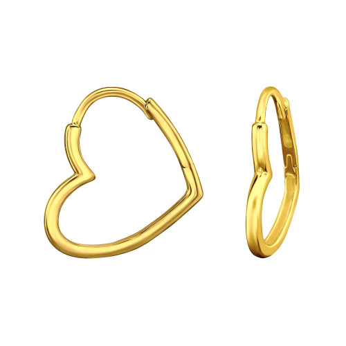 Szív Huggies 925 ezüst karika fülbevaló, 24k aranyozott, 1.6 mm x 15.5 mm Szív Huggies 925 ezüst karika fülbevaló, 24k aranyozott, 1.6 mm x 15.5 mm