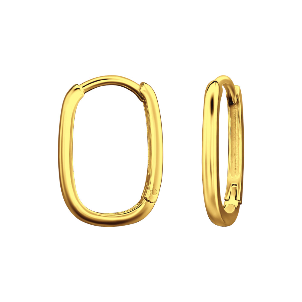 Huggies 925 ezüst karika fülbevaló, 24k aranyozott, 1.7 mm x 16 mm – ovális