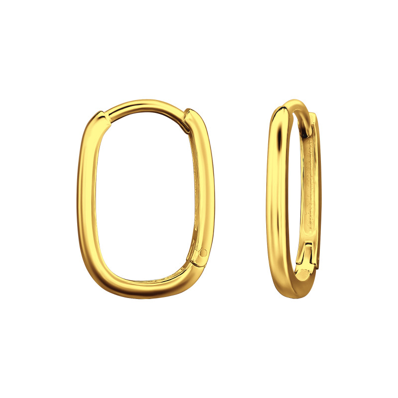 Huggies 925 ezüst karika fülbevaló, 24k aranyozott, 1.7 mm x 16 mm – ovális